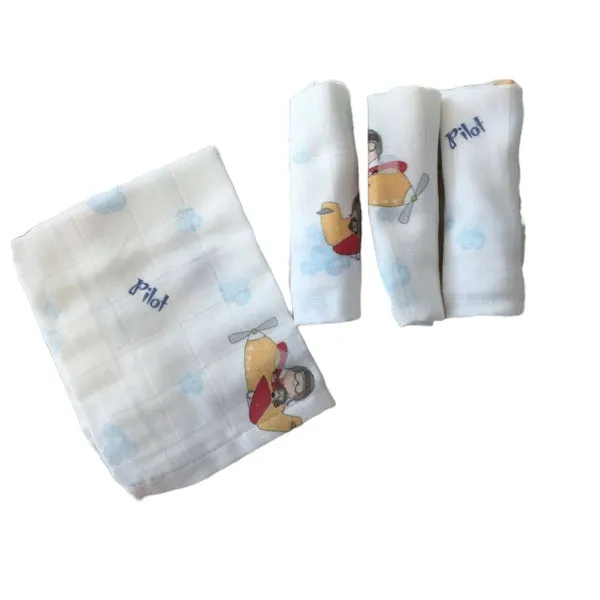 100% Cotton Muslin Baby Washcloths, 2 Layer Ultra Soft, Absorbent Reusable Baby Wipes, Nursing Cloth (4 Each Boxed Sets)