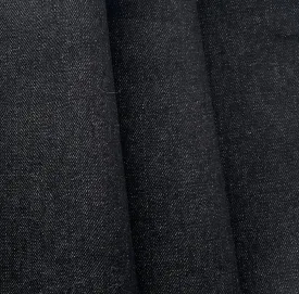 13 Oz Onyx Black Stiffer Stretch Cotton Denim Twill (Made in Italy)