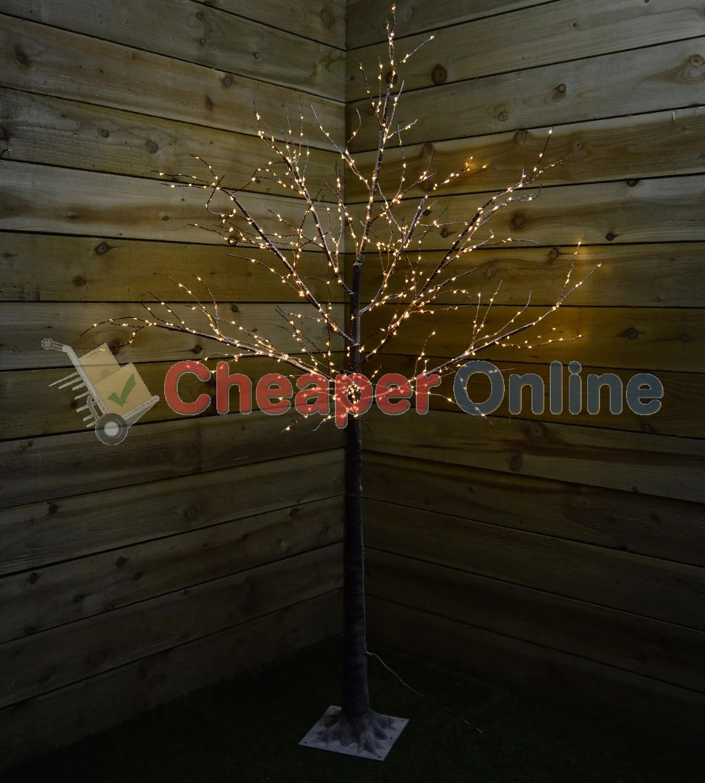 1.7m Christmas Birch Tree With 600 Warm White LED Lights Christmas Decoration