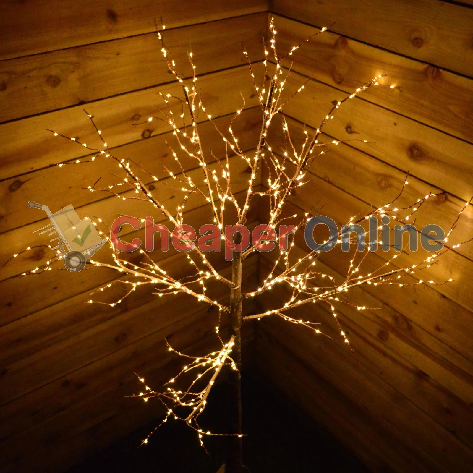 1.7m Christmas Birch Tree With 600 Warm White LED Lights Christmas Decoration