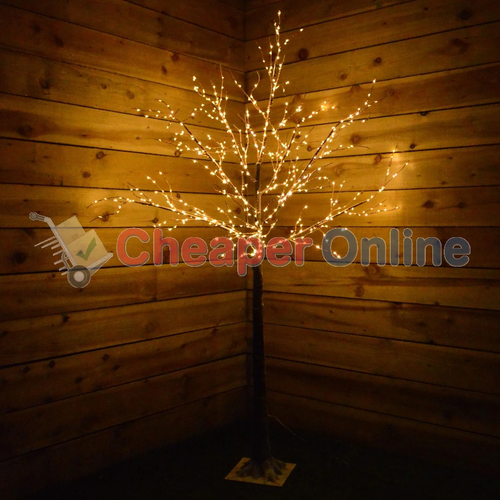 1.7m Christmas Birch Tree With 600 Warm White LED Lights Christmas Decoration