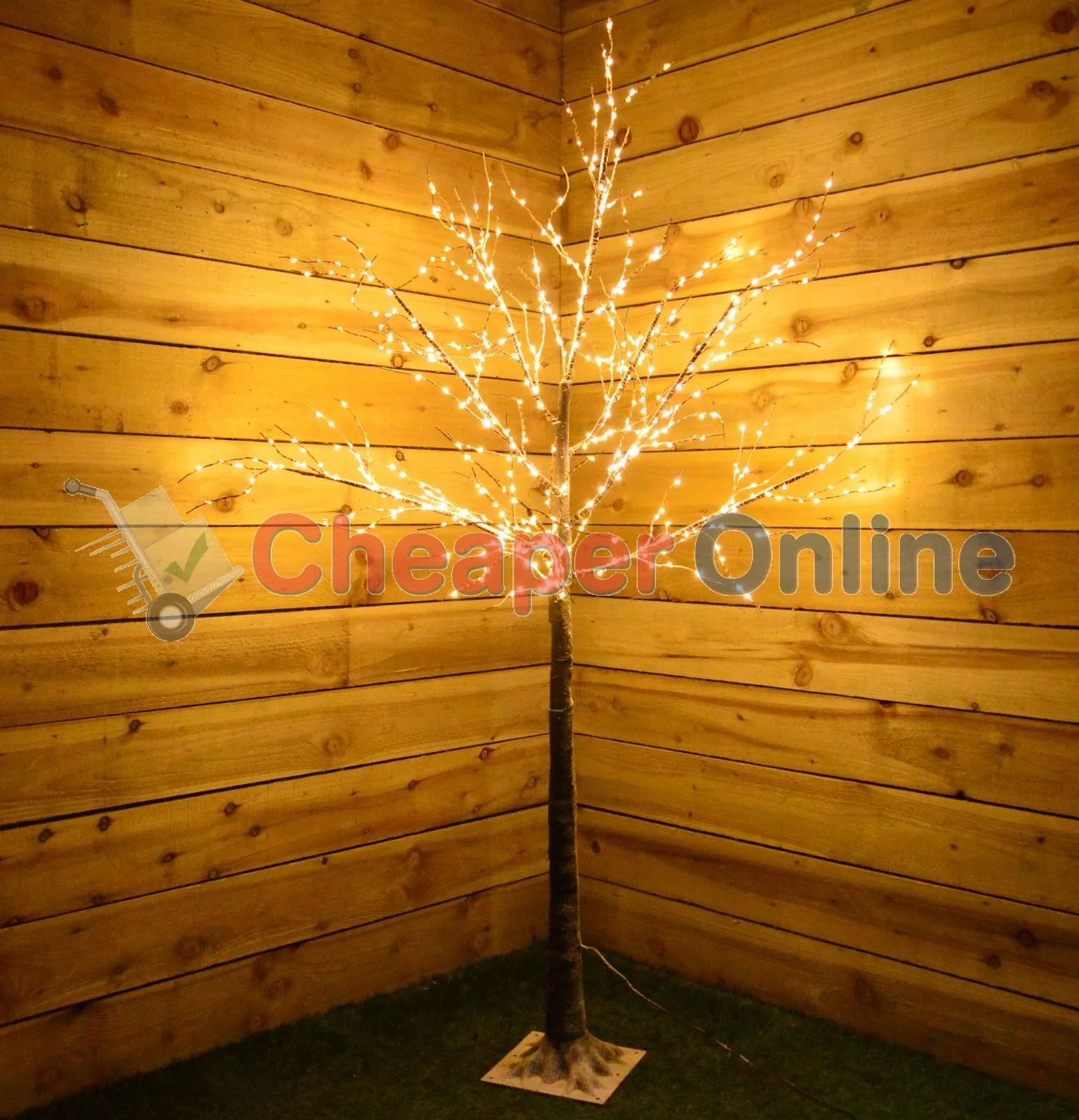 1.7m Christmas Birch Tree With 600 Warm White LED Lights Christmas Decoration