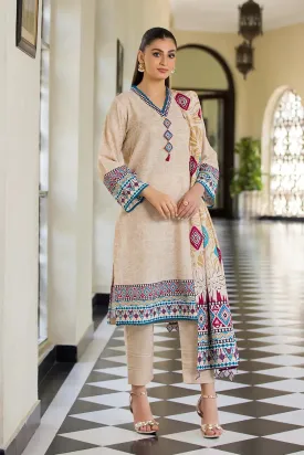 3PC Printed Unstitched Khaddar Suit KKH-2889