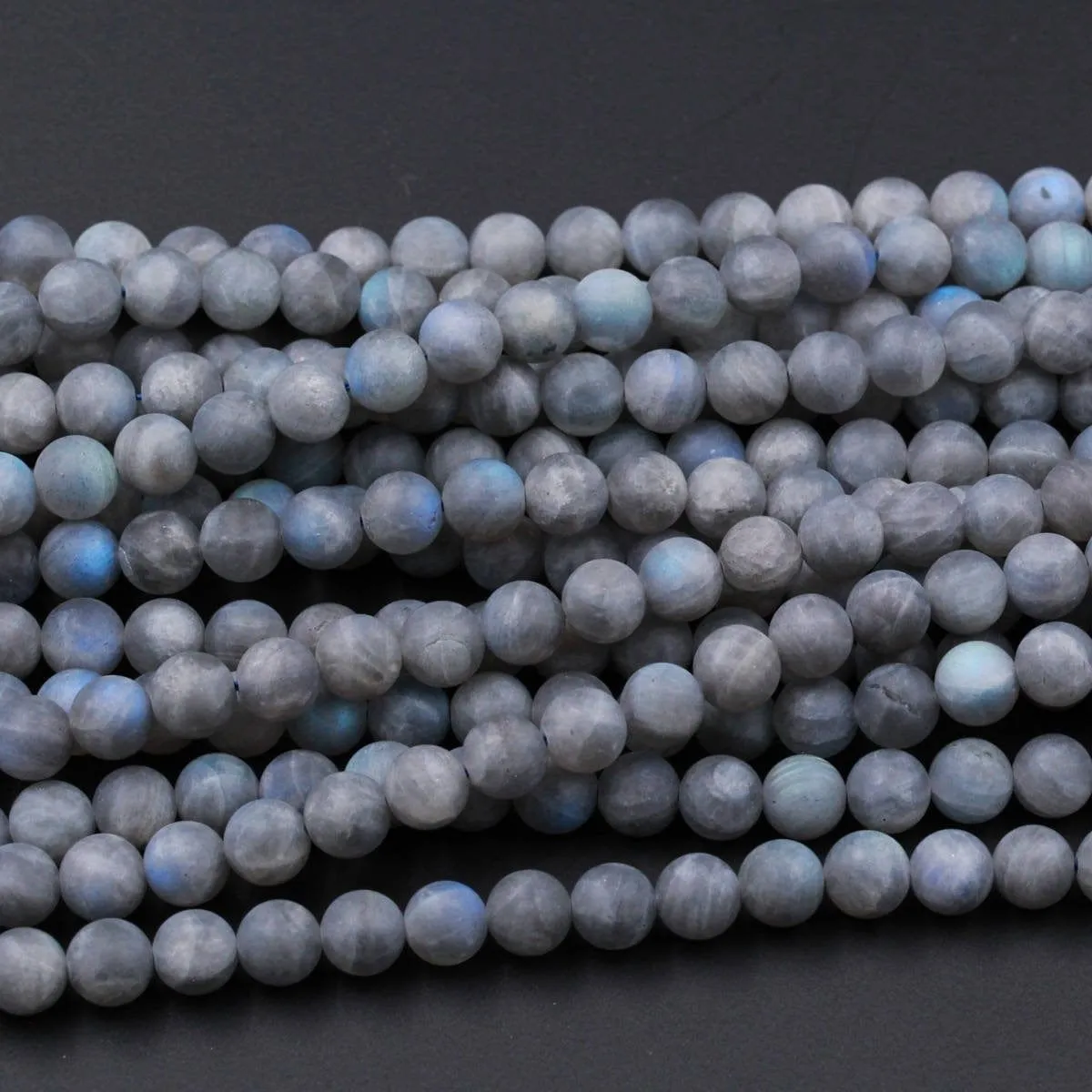 A Grade Matte Natural Labradorite 4mm 6mm 8mm 10mm 12mm Matte Round Beads Blue Flashes 16" Strand