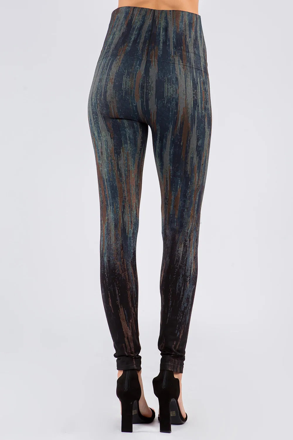 Abstract Cascade Textural Printed Leggings