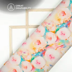 Beautiful Tye Dye Floral Digital Print Moss Crepe Fabric