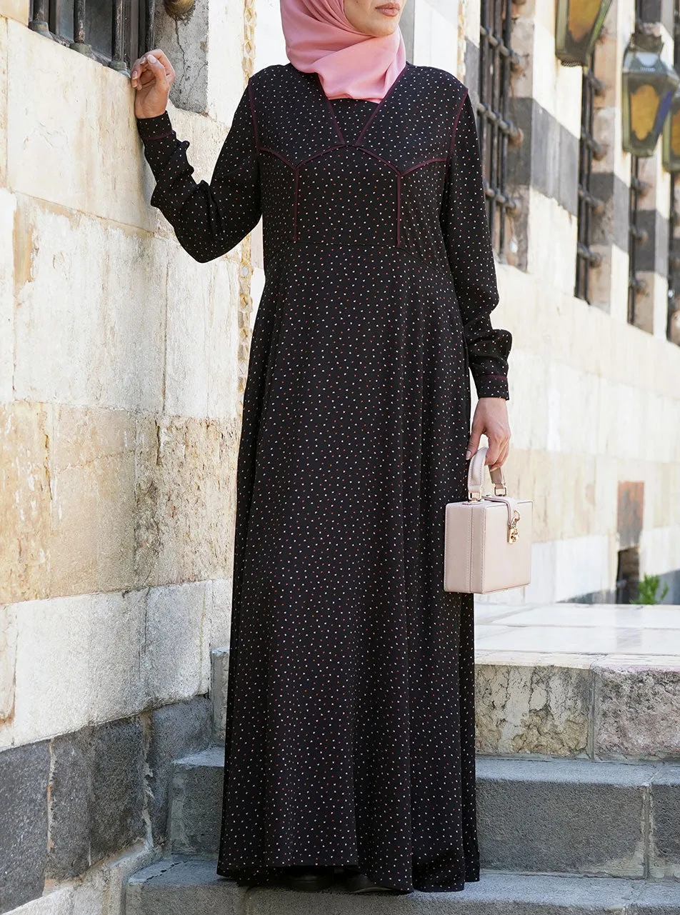 Bias Trim Printed Abaya