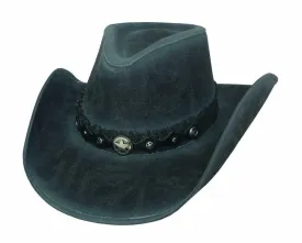 Black Faded Denim "Young And Crazy" Cowboy Hat