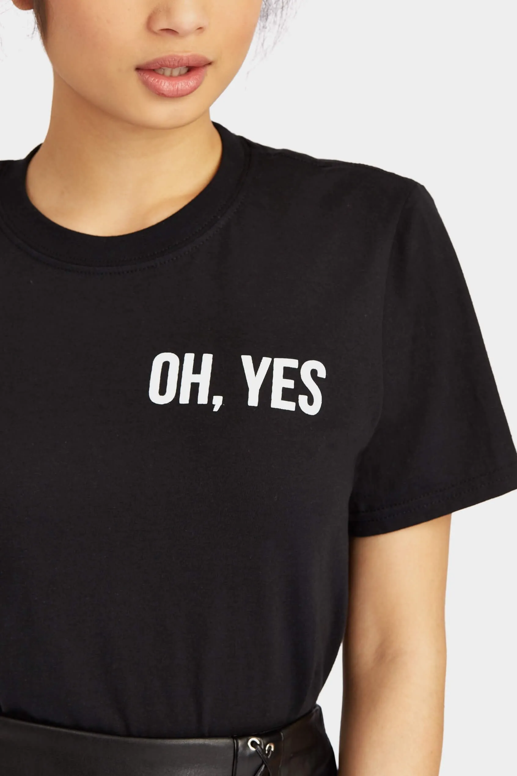 Black Oh, Yes Slogan Tshirt