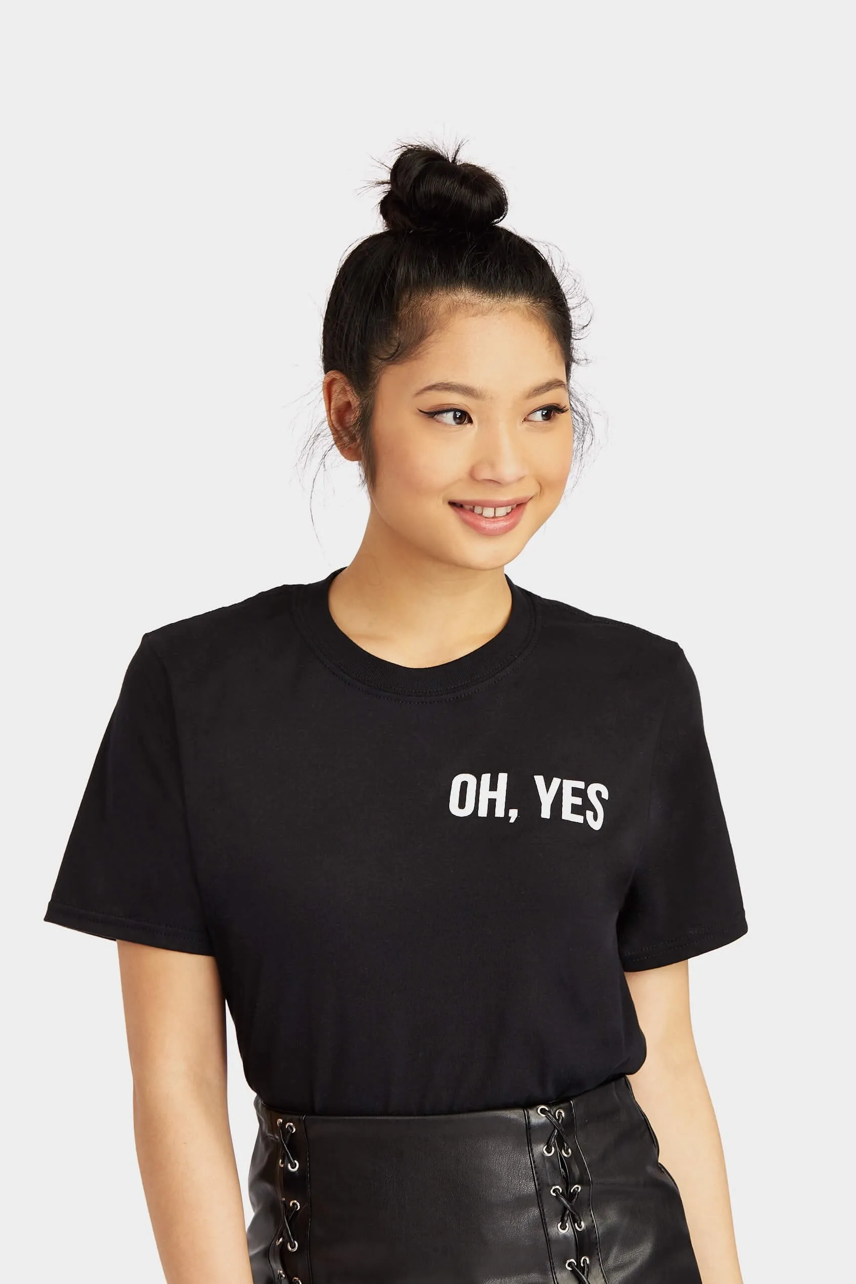 Black Oh, Yes Slogan Tshirt