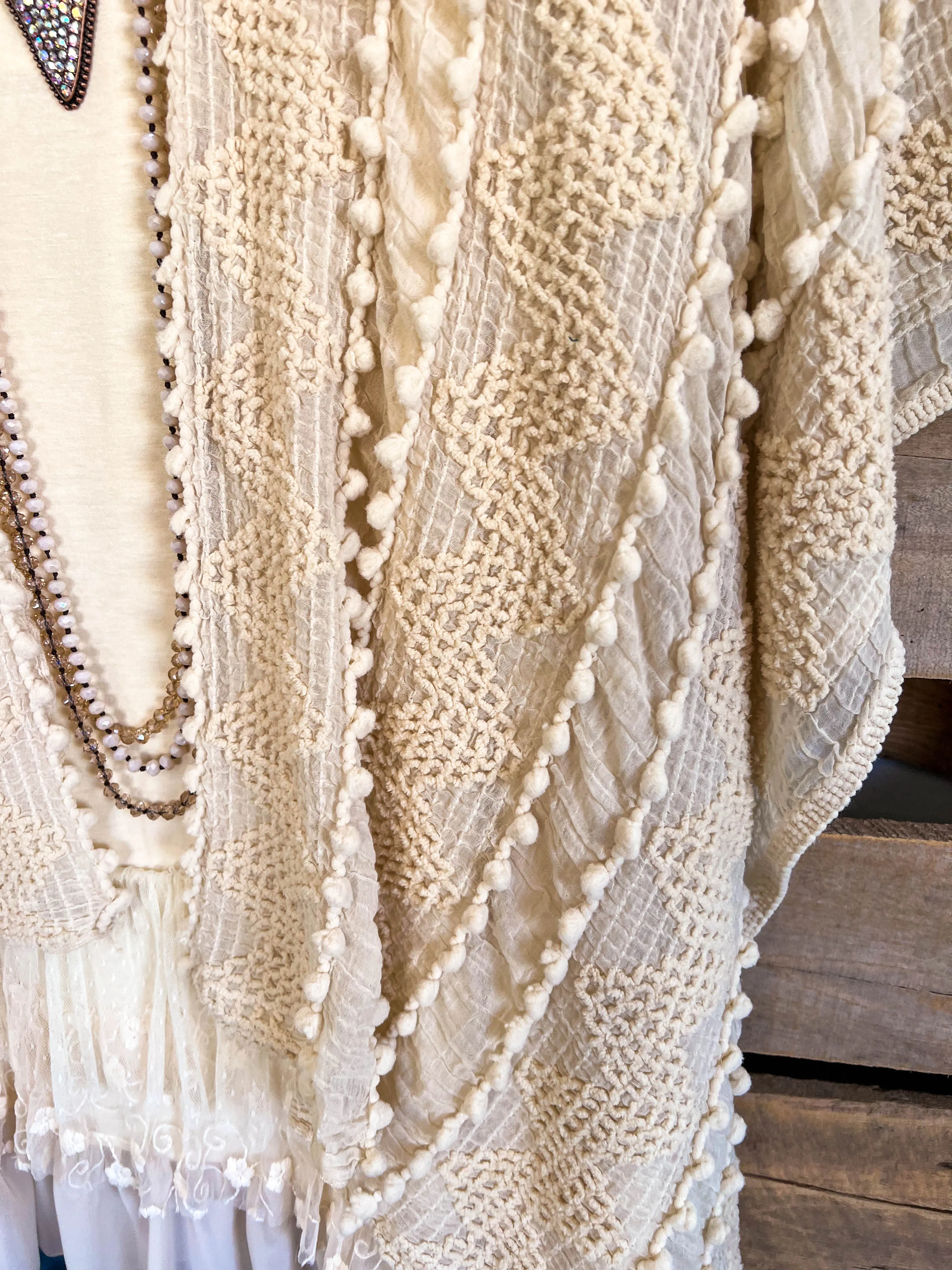 Boho Vibes Oversized Kimono - Cream