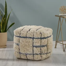 Boho Wool and Denim Pouf - NH666013