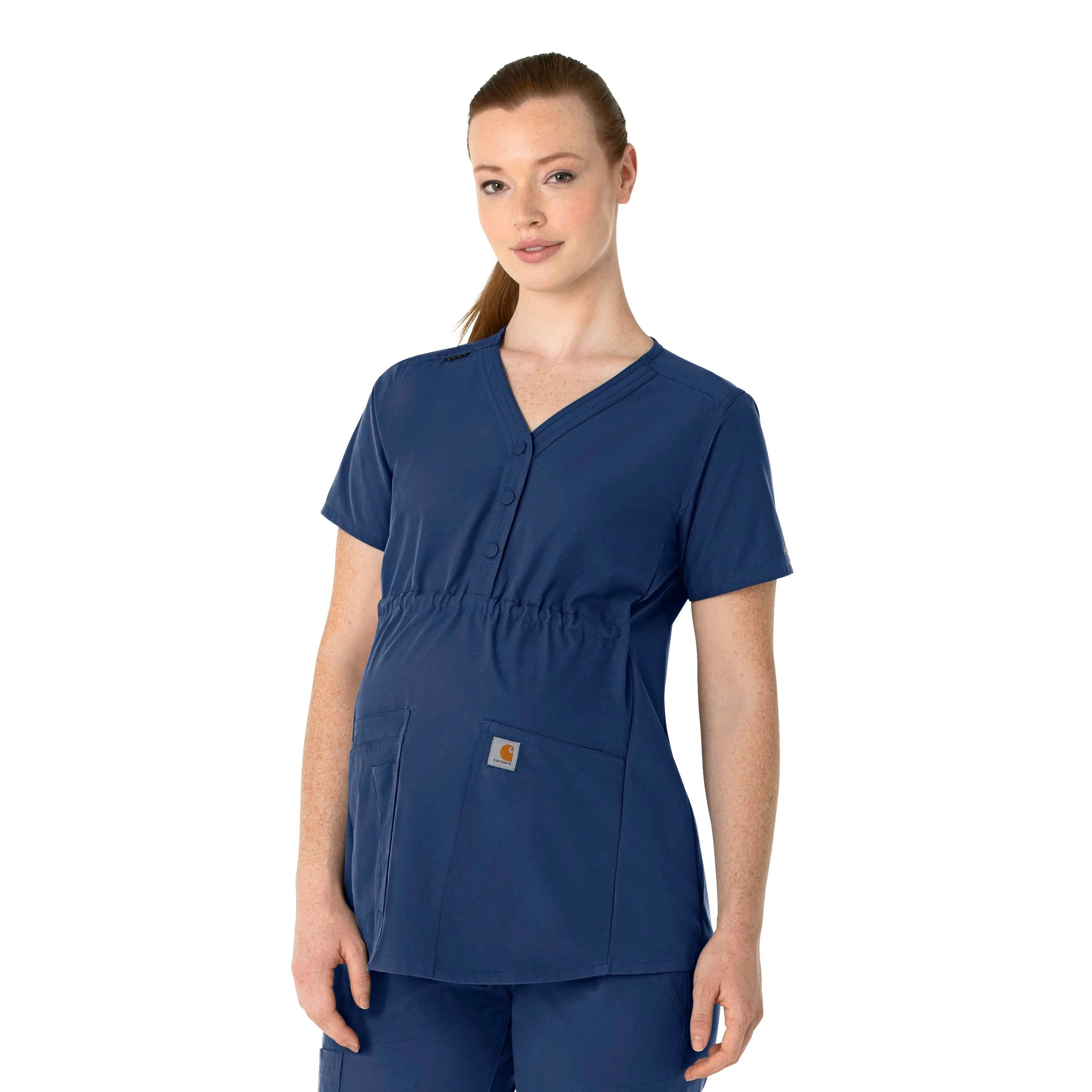 Carhartt Force Essentials Women's Henley Maternity Scrub Top - Navy