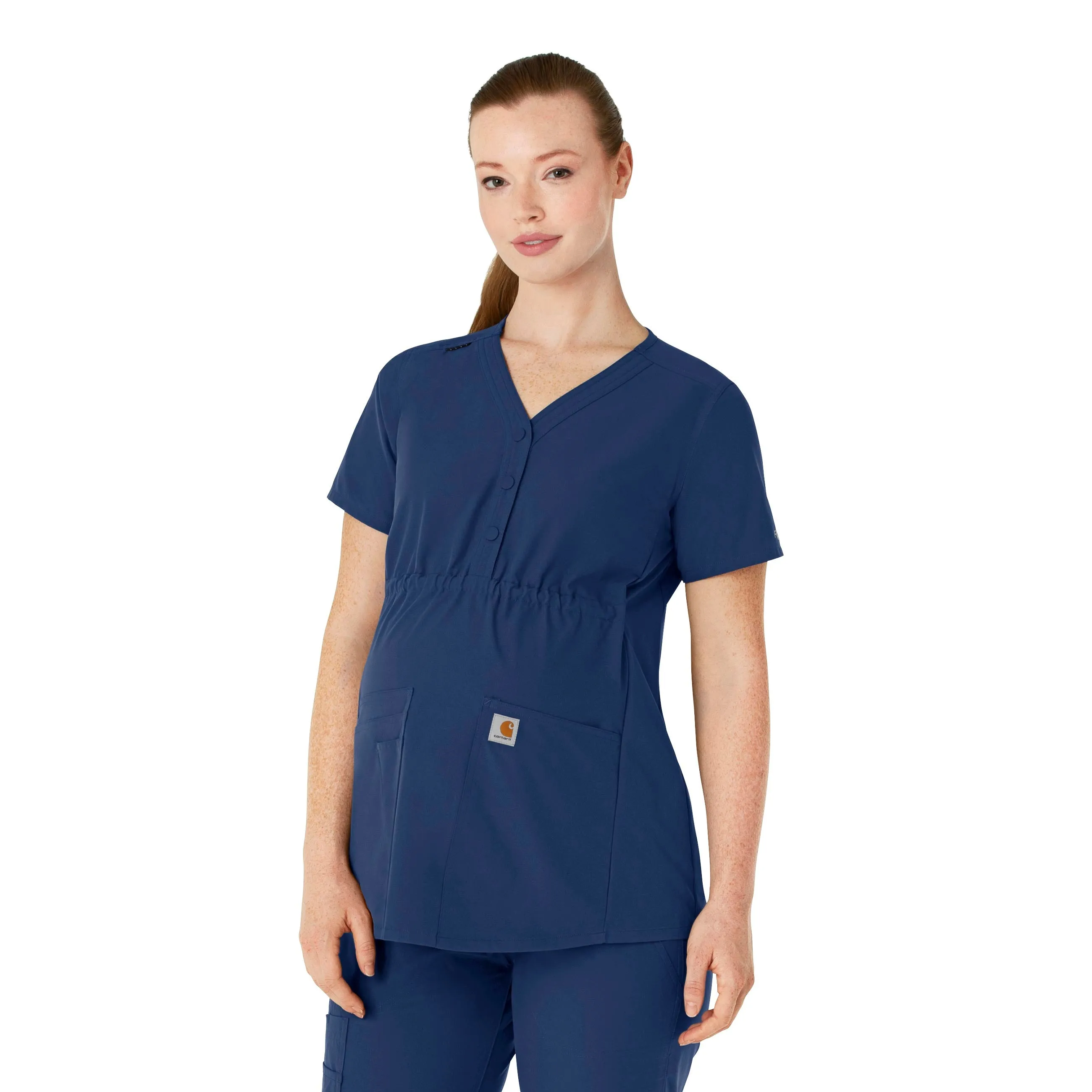 Carhartt Force Essentials Women's Henley Maternity Scrub Top - Navy