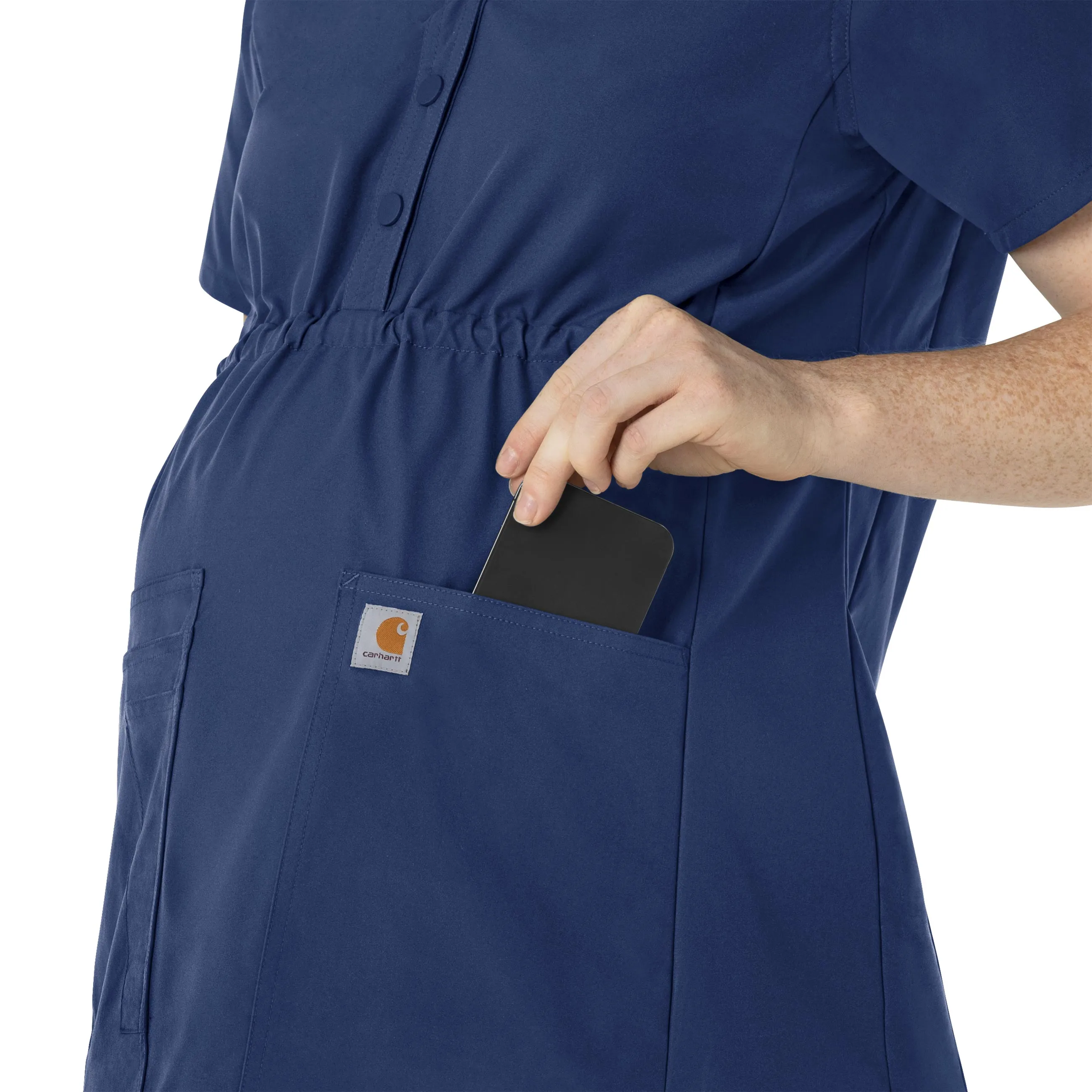 Carhartt Force Essentials Women's Henley Maternity Scrub Top - Navy