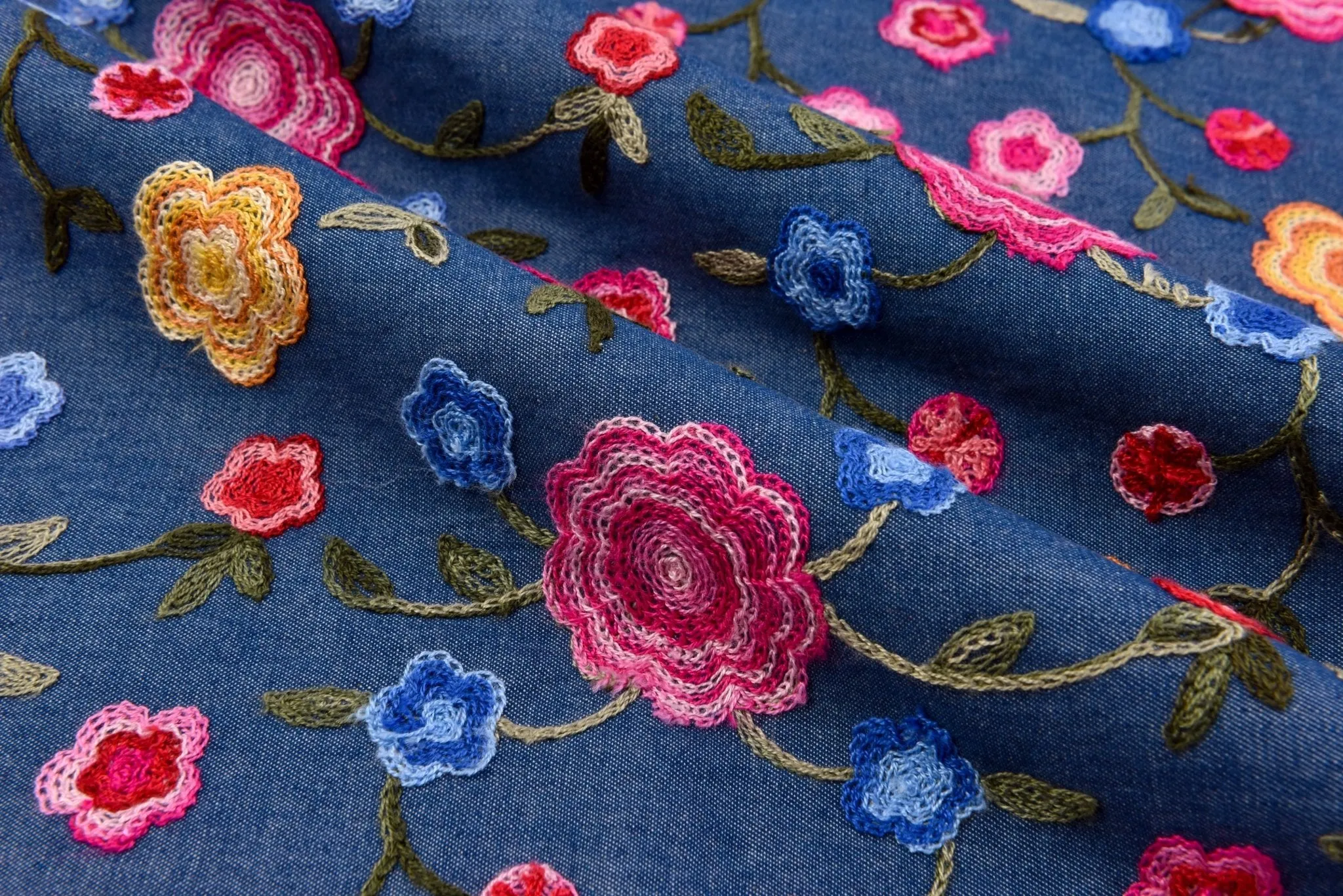 Chambray Denim Towel Embroidery Fabric