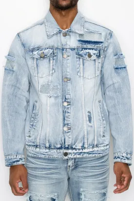 Faded Diamond Denim Jacket