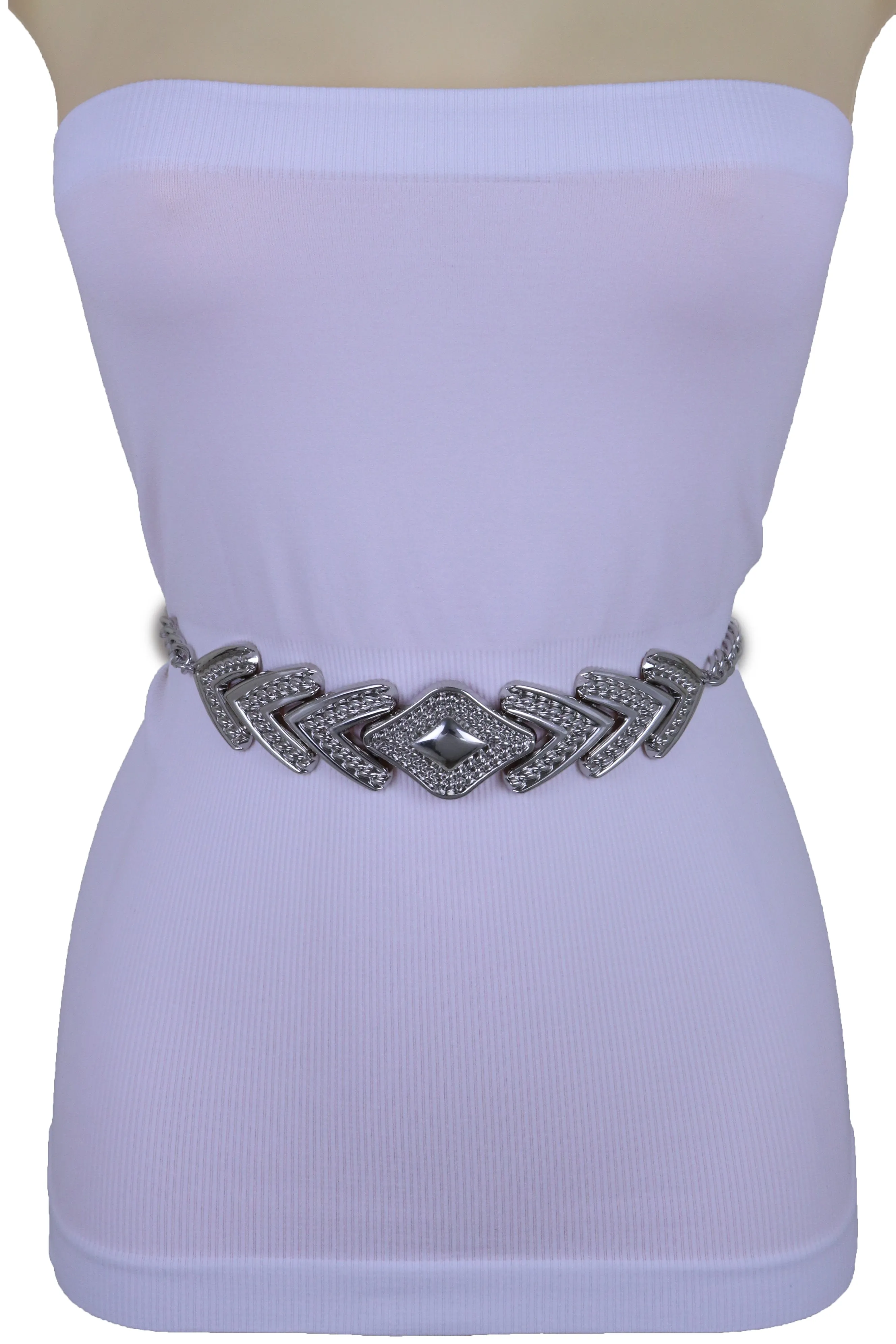 Geometric Arrowhead Metal Chain Belt