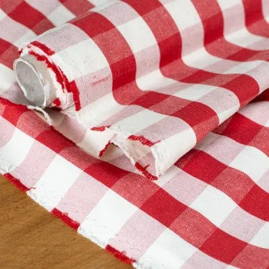 Gingham Large Poppy Fabric