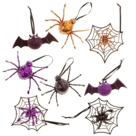 Glitter Halloween Ornaments: 2pcs 8 Assorted Styles