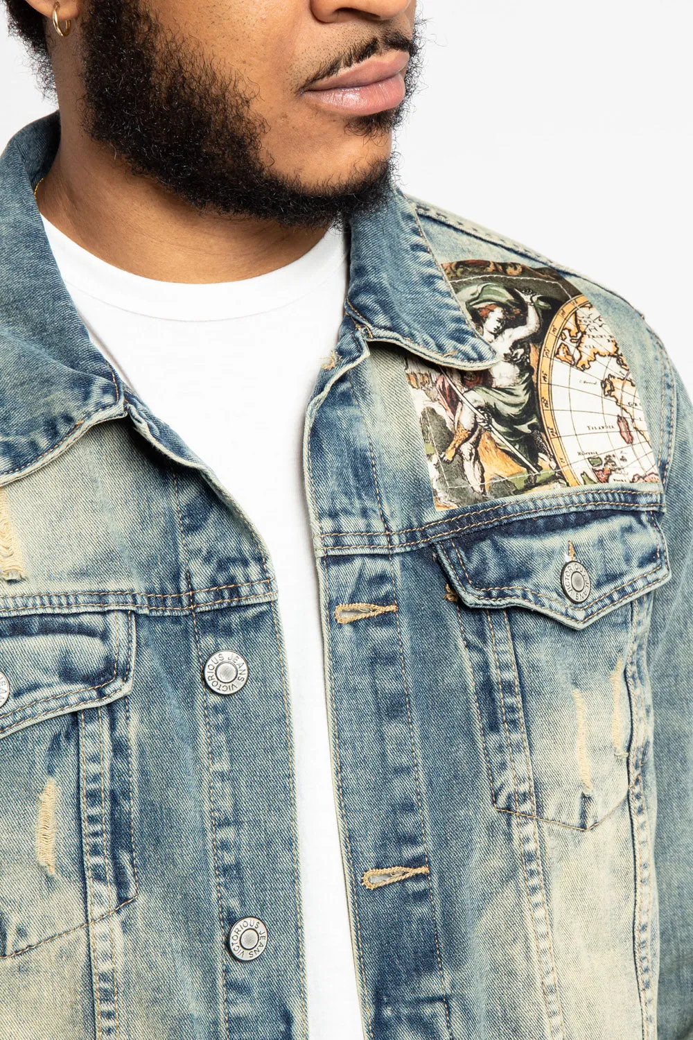 Global Map Denim Jacket