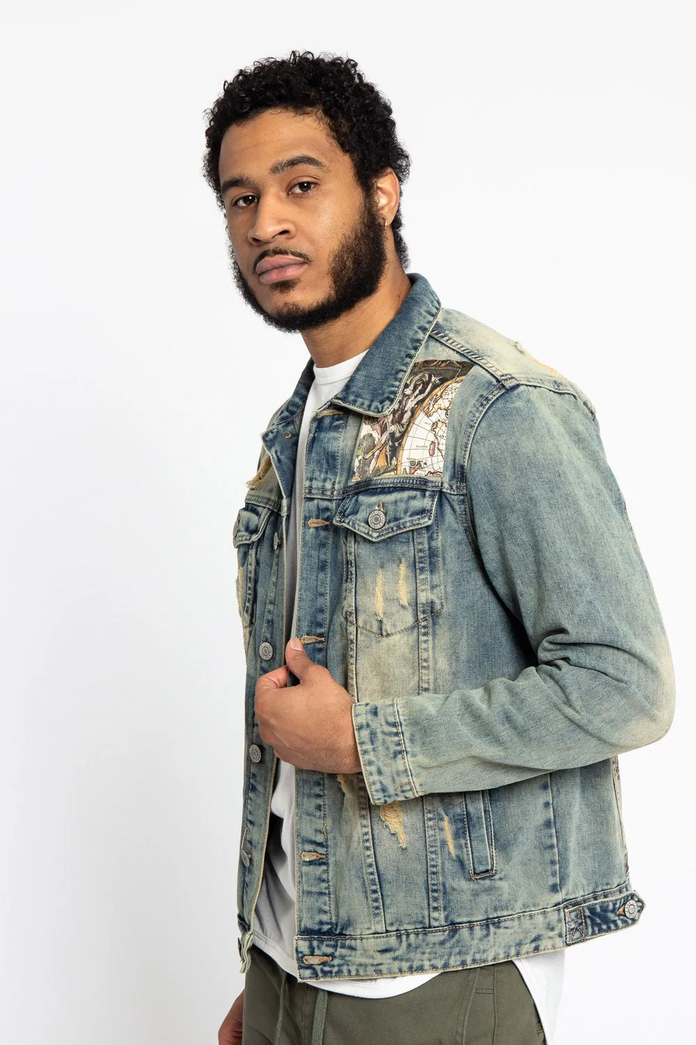 Global Map Denim Jacket