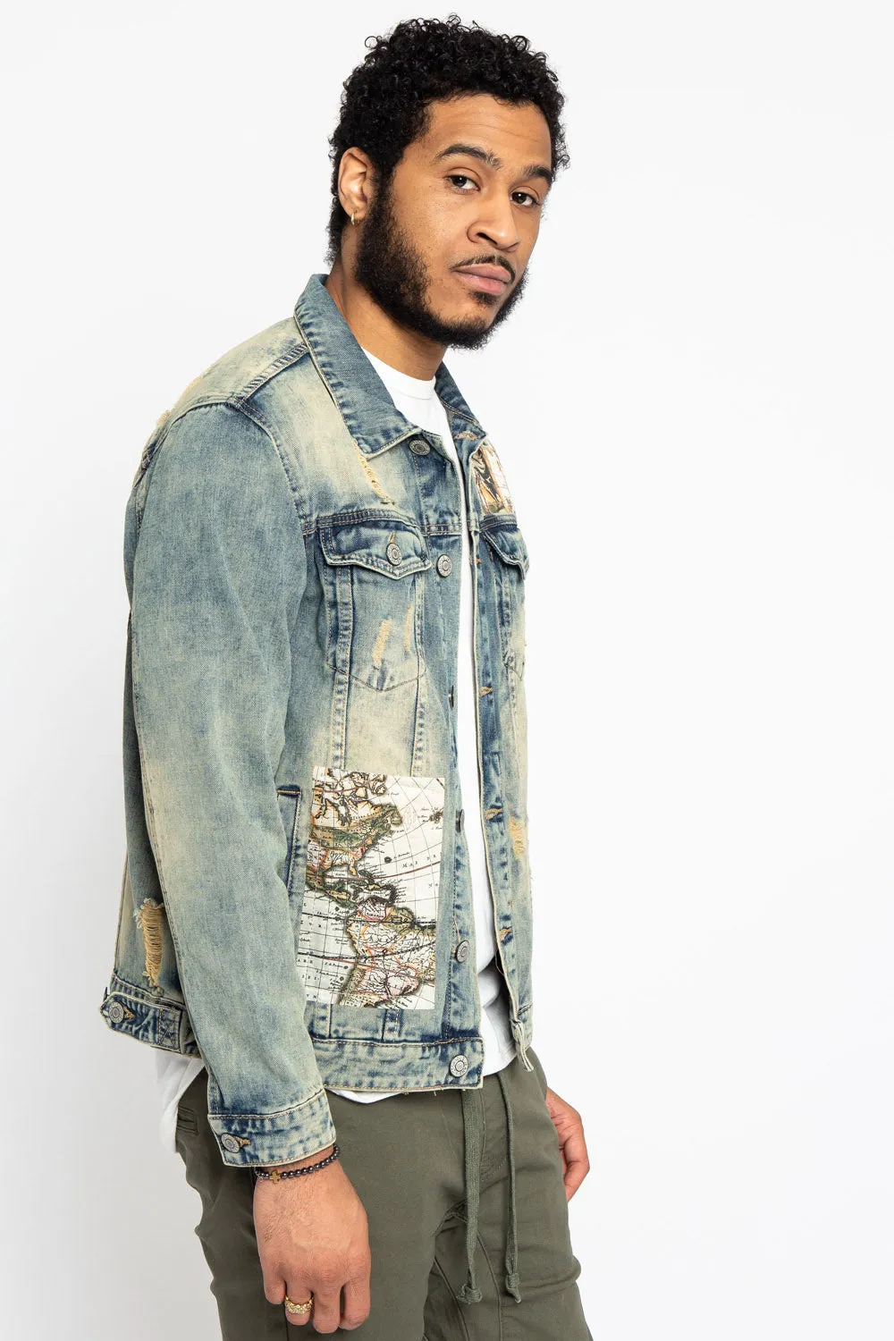 Global Map Denim Jacket