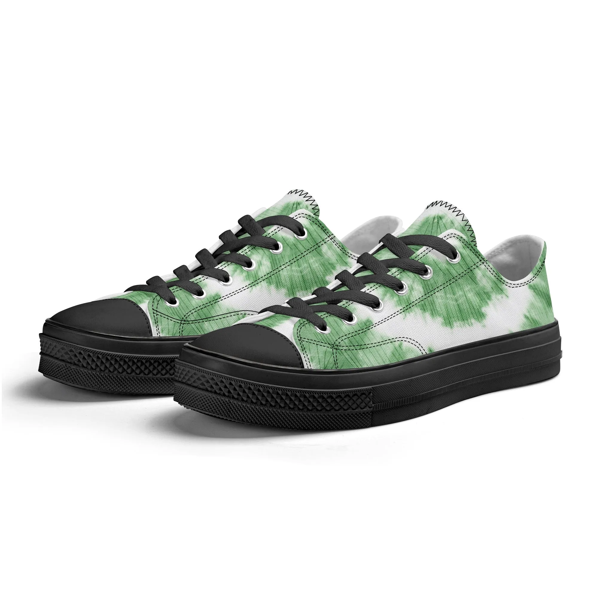 Green Tie Dye Pattern - Womens Classic Low Top Canvas Shoes for Footwear Lovers