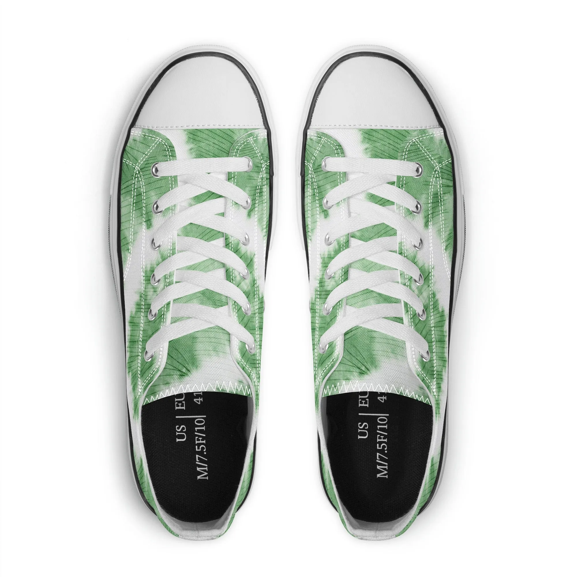 Green Tie Dye Pattern - Womens Classic Low Top Canvas Shoes for Footwear Lovers