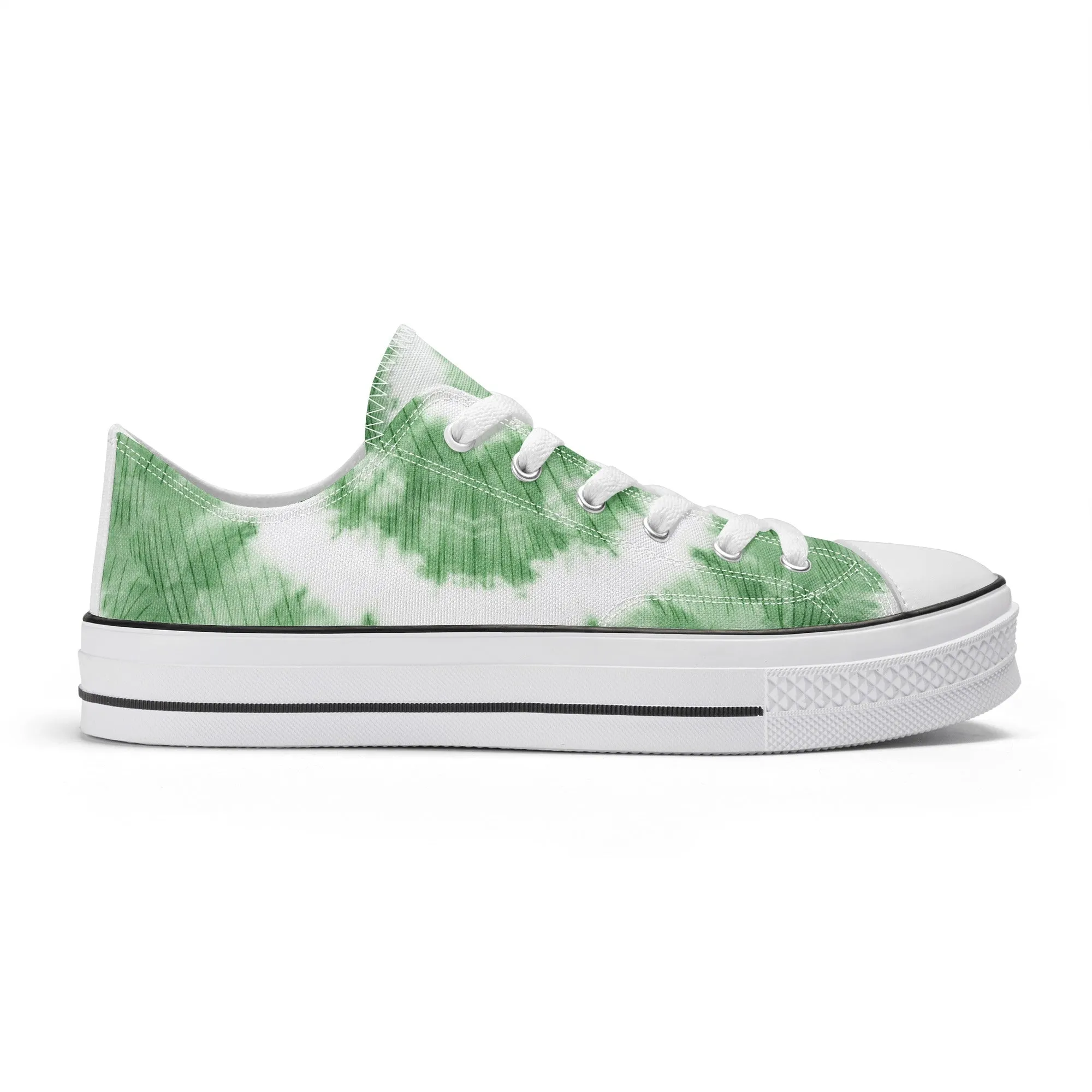 Green Tie Dye Pattern - Womens Classic Low Top Canvas Shoes for Footwear Lovers