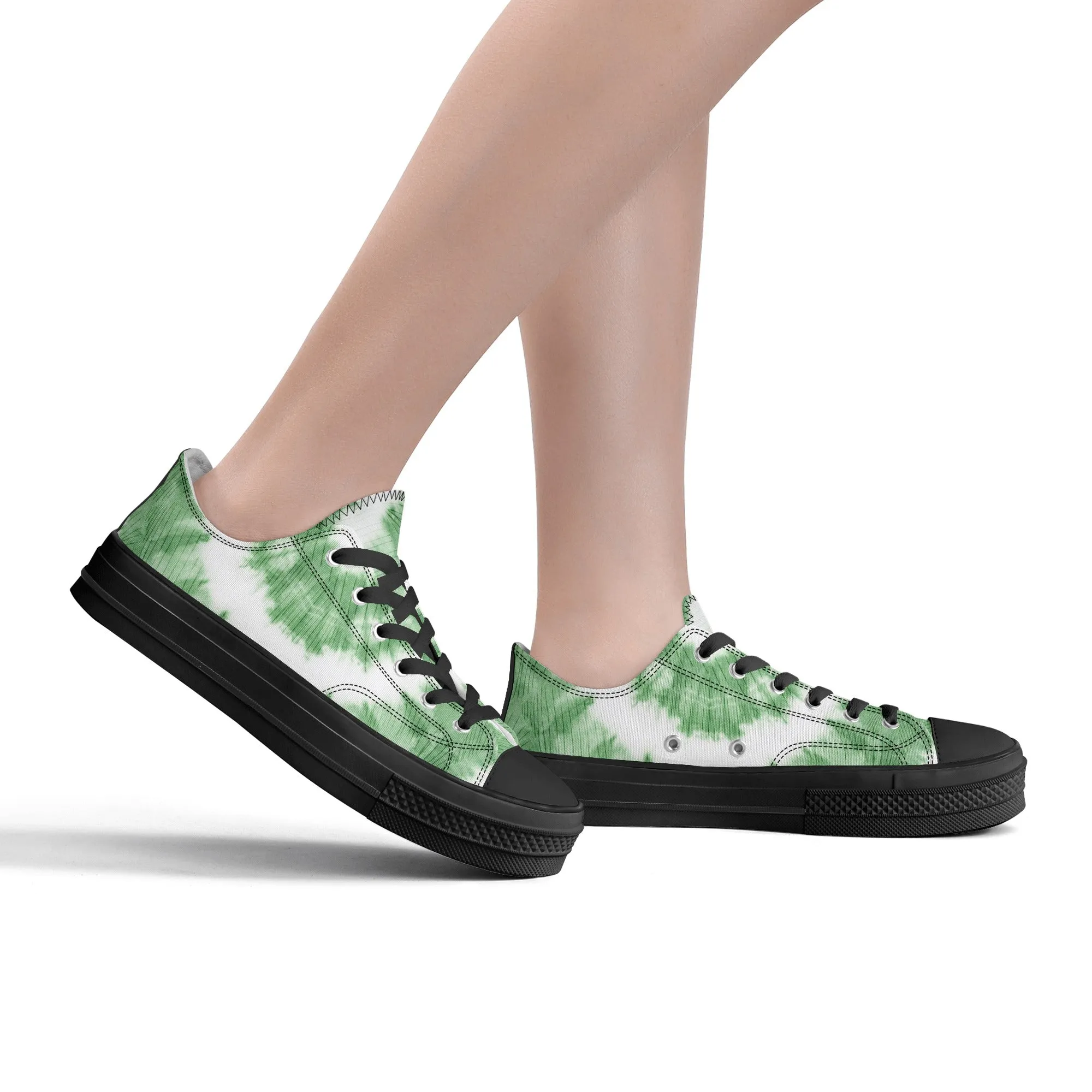 Green Tie Dye Pattern - Womens Classic Low Top Canvas Shoes for Footwear Lovers