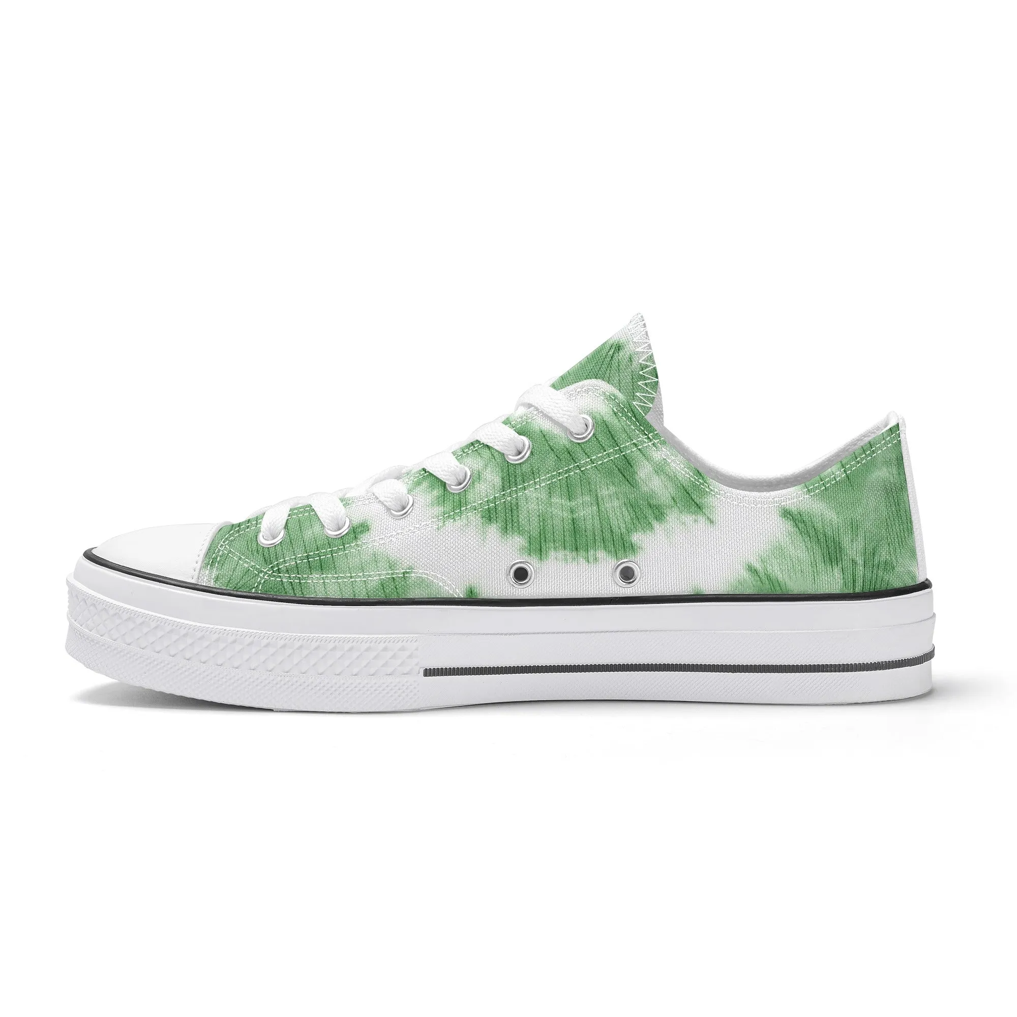 Green Tie Dye Pattern - Womens Classic Low Top Canvas Shoes for Footwear Lovers