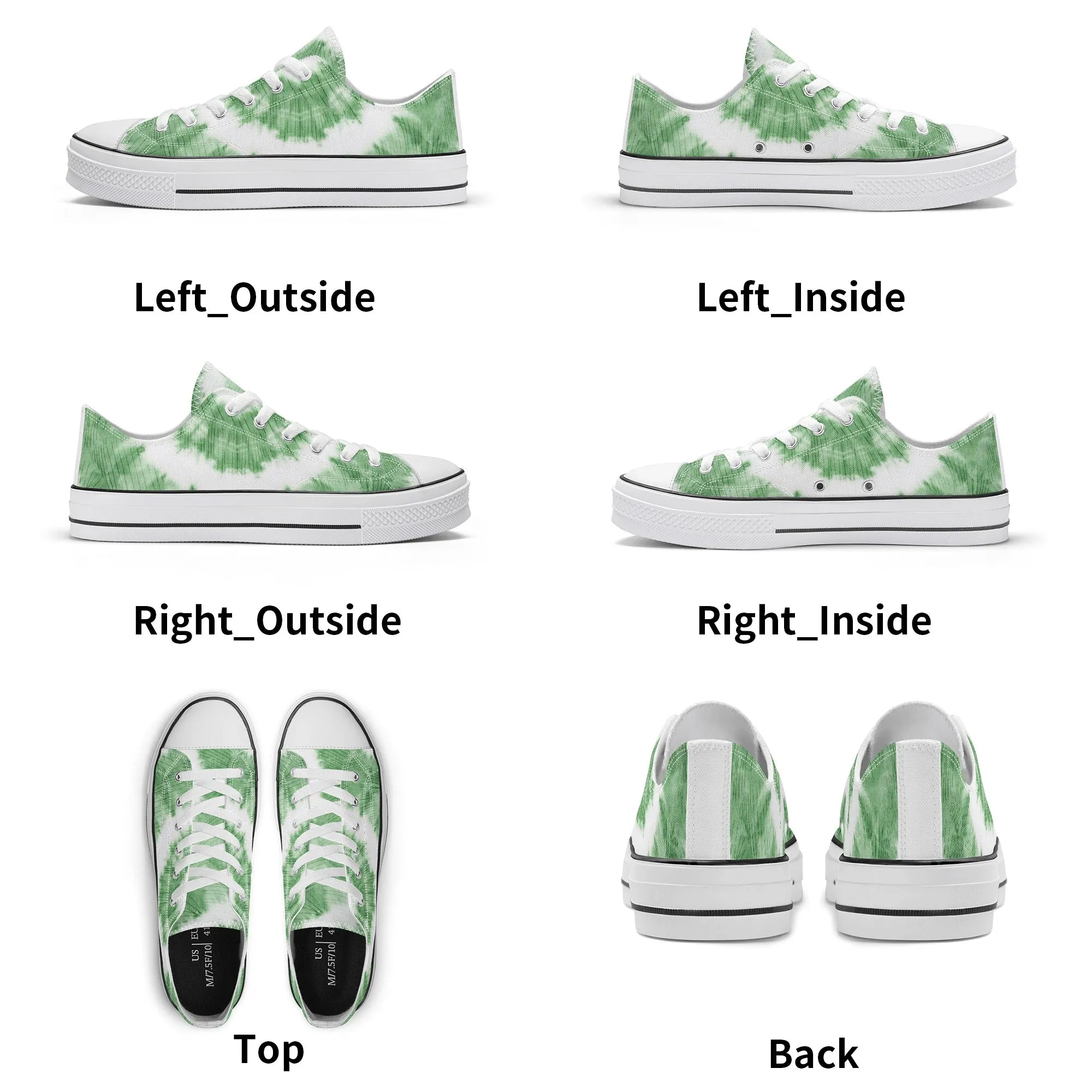 Green Tie Dye Pattern - Womens Classic Low Top Canvas Shoes for Footwear Lovers