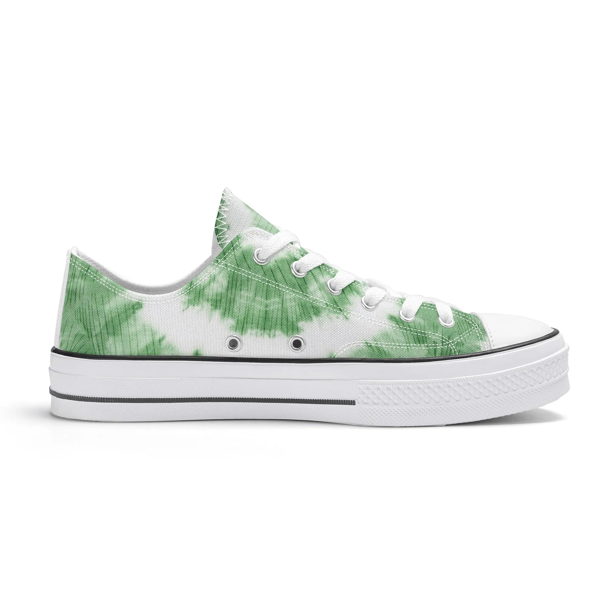 Green Tie Dye Pattern - Womens Classic Low Top Canvas Shoes for Footwear Lovers