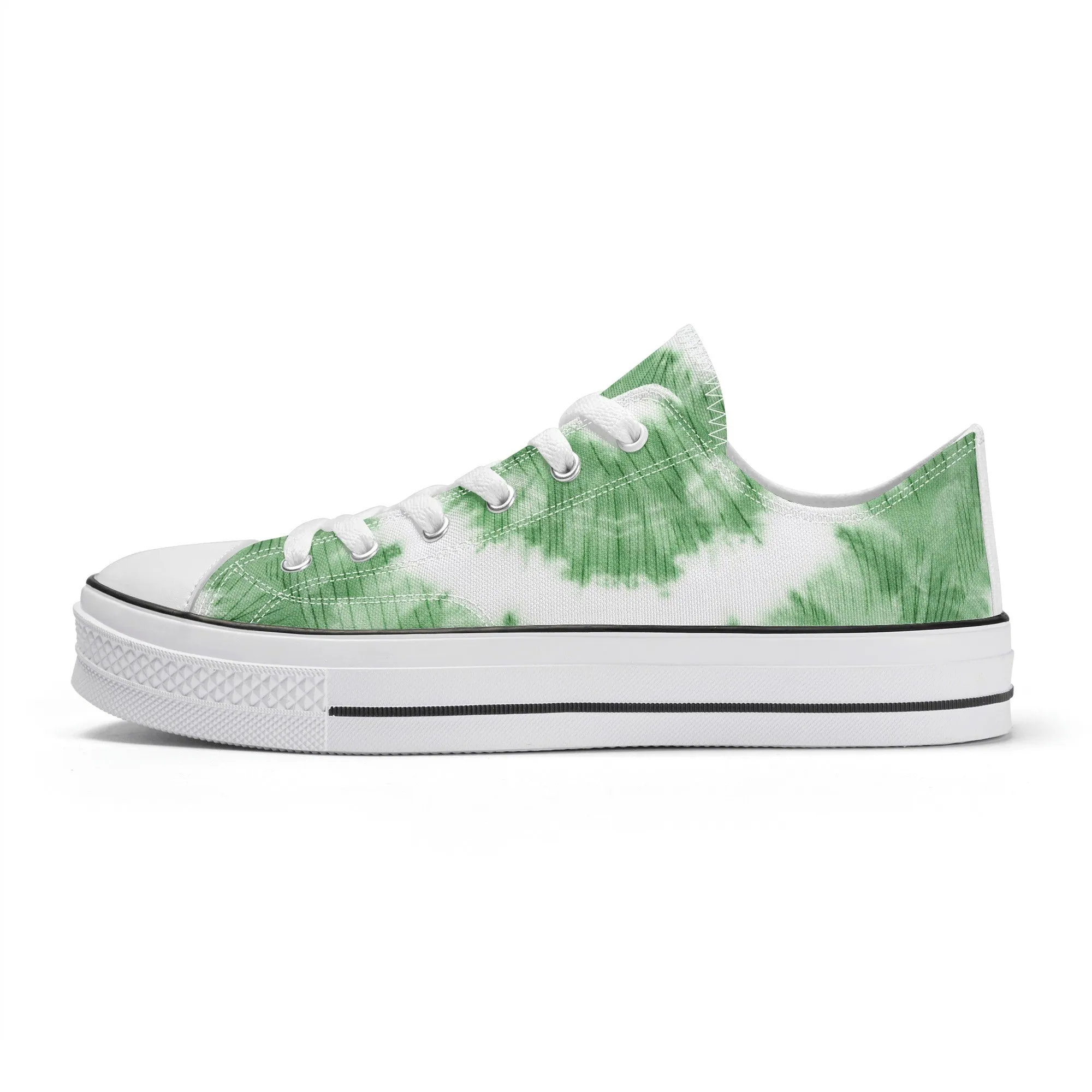 Green Tie Dye Pattern - Womens Classic Low Top Canvas Shoes for Footwear Lovers