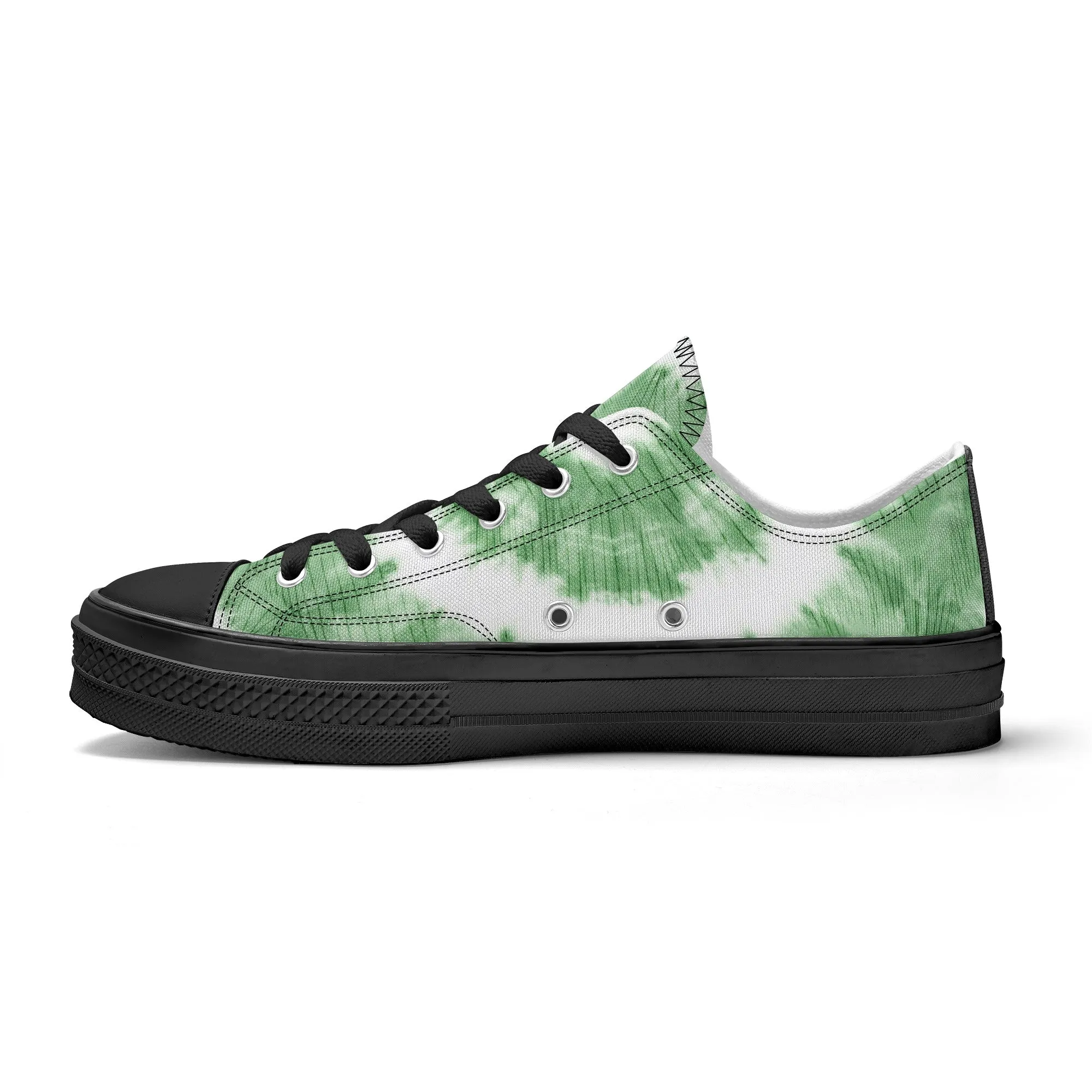 Green Tie Dye Pattern - Womens Classic Low Top Canvas Shoes for Footwear Lovers