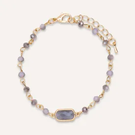 Grey Crystal Clasp Bracelet In Gold-Tone