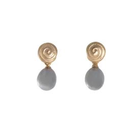 Grey Pearl Gratitude Swirl Earrings 24K Fair Trade Gold Vermeil