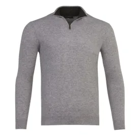 Half Zip Two Tone Collar in Silver Grey