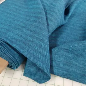 Irish Linen Turquoise Blue Herringbone Bottomweight Spence Bryson Woven 300 GSM- by the yard