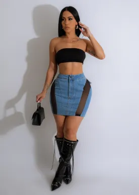 Just Enough Of You Mesh Denim Skirt