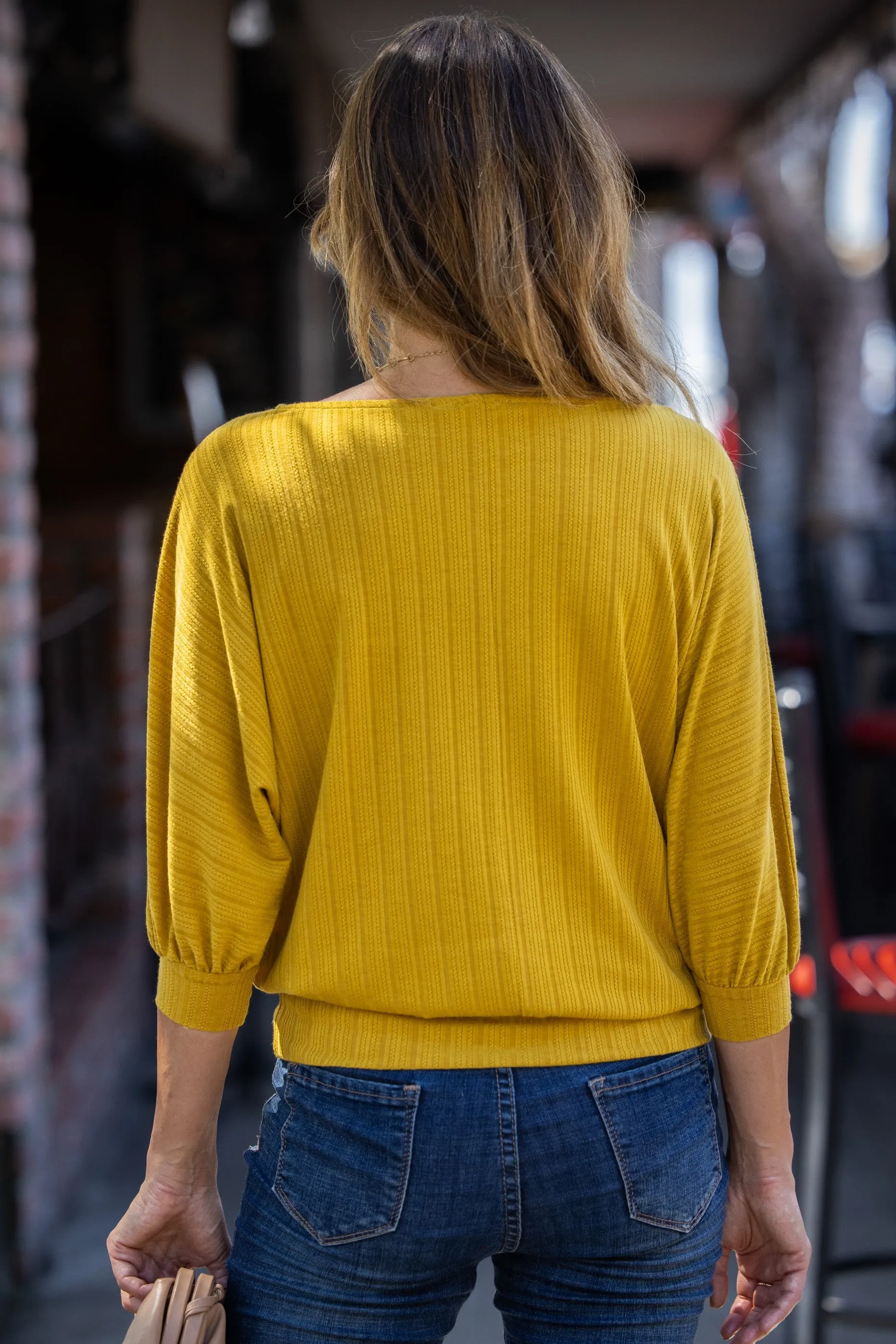 Mustard Blouson Sleeve Top