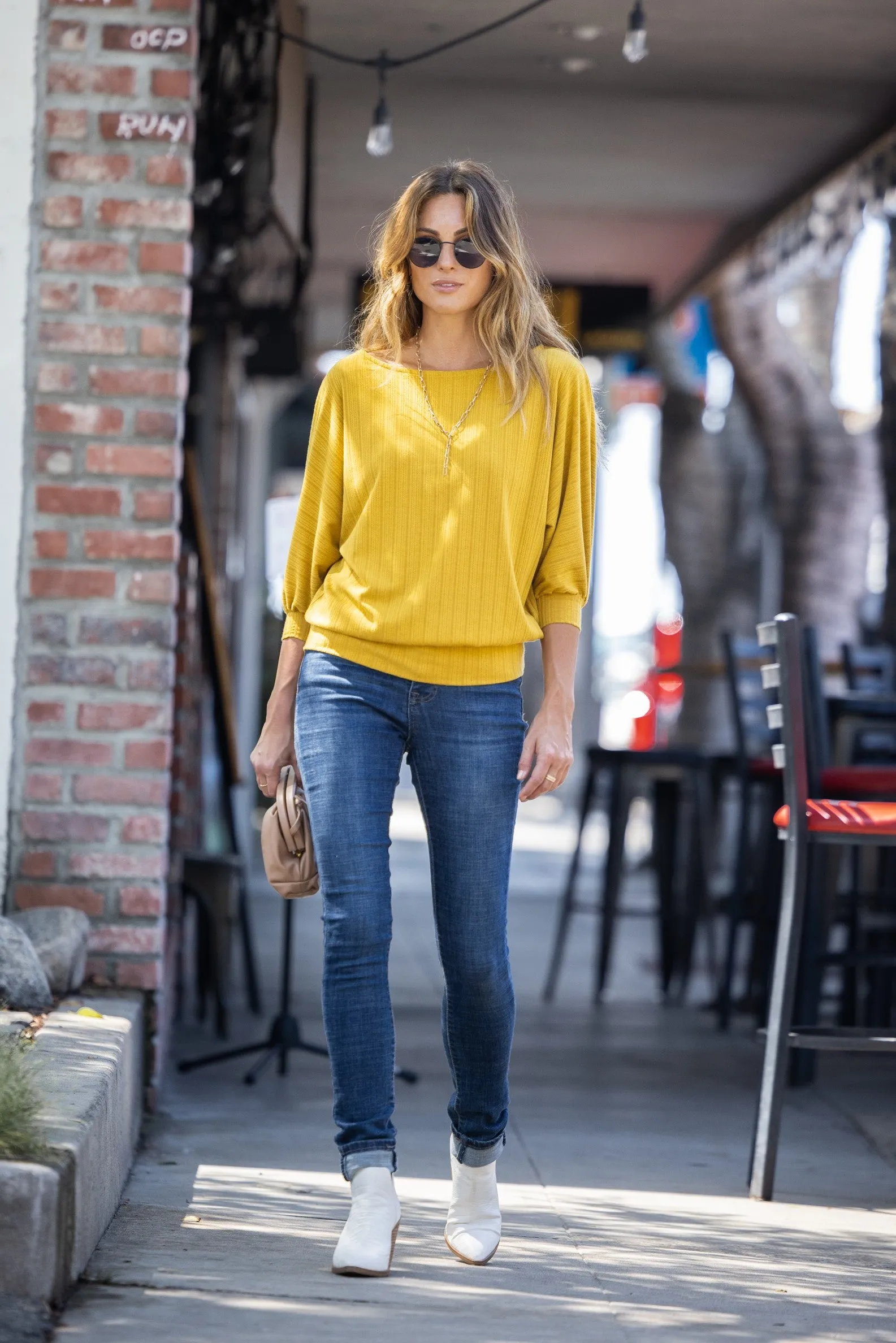 Mustard Blouson Sleeve Top