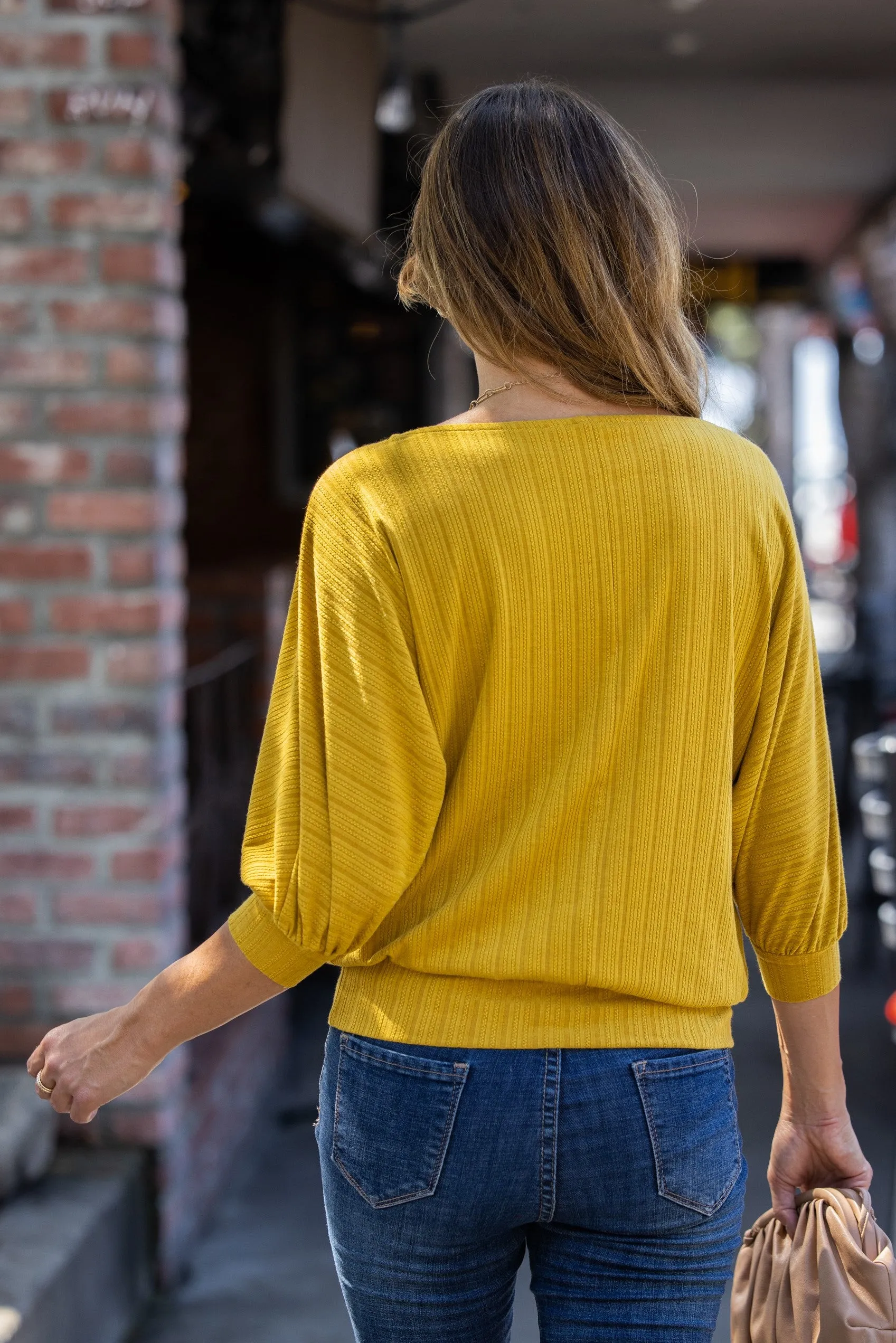 Mustard Blouson Sleeve Top