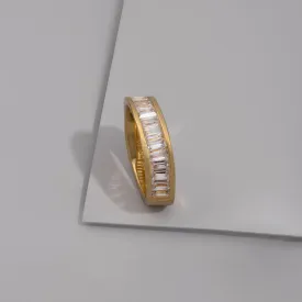 Pave Baguette 14K Gold Vermeil Ring