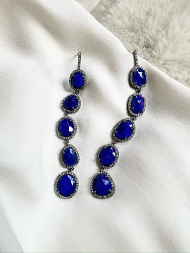 Pave Diamond Australian Blue Opal Earrings