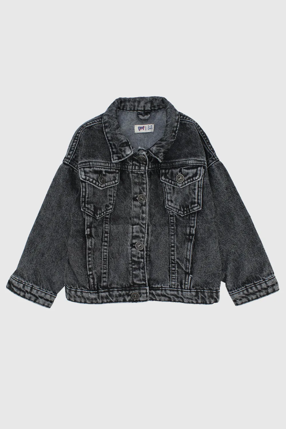 Unisex Grey Long-Sleeved Jean Jacket