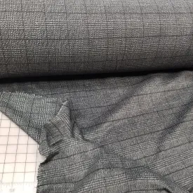 Wool Blend Melton Brushed Charcoal and Black Glen Plaid Reverse Woven-Sold by the yard